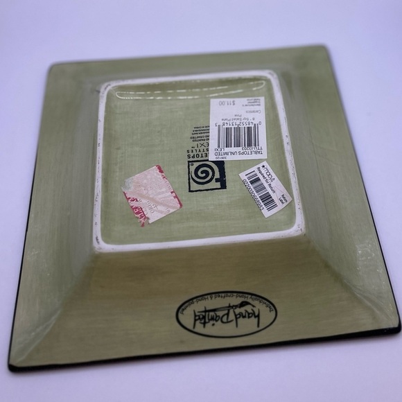 Tabletops Unlimited beautiful ceramic hand painted 8” square salad plate/dish. - Picture 9 of 9